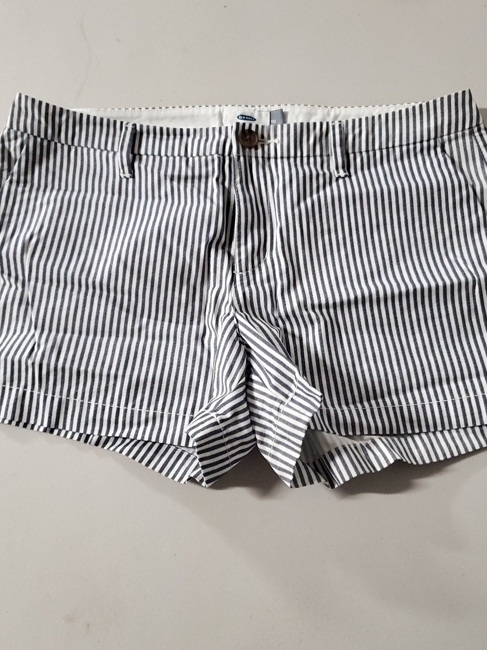 Old Navy Navy and White Striped High Waist Shorts